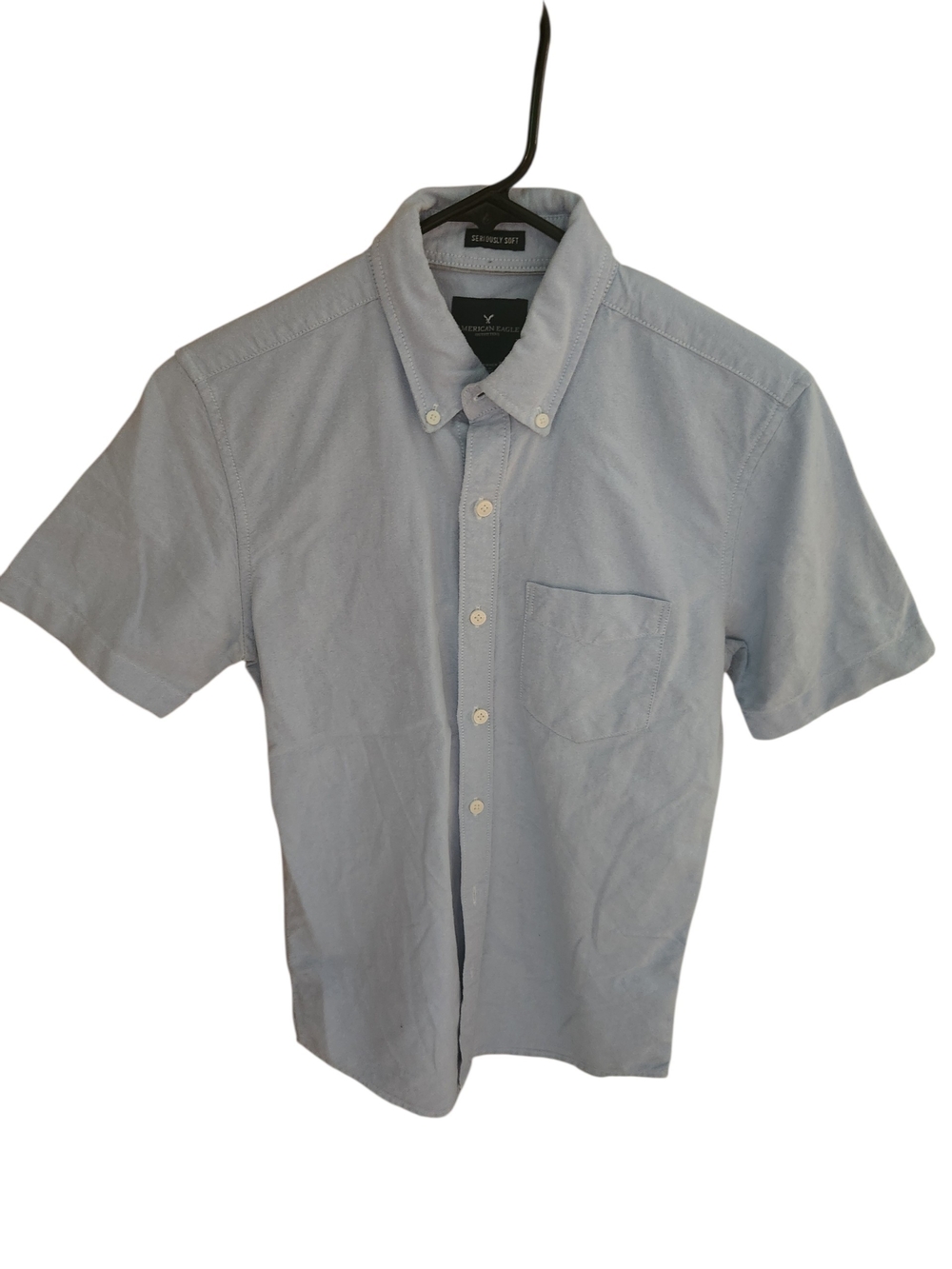 American Eagle Outfitters Light Blue Short-Sleeve Button-Down Shirt